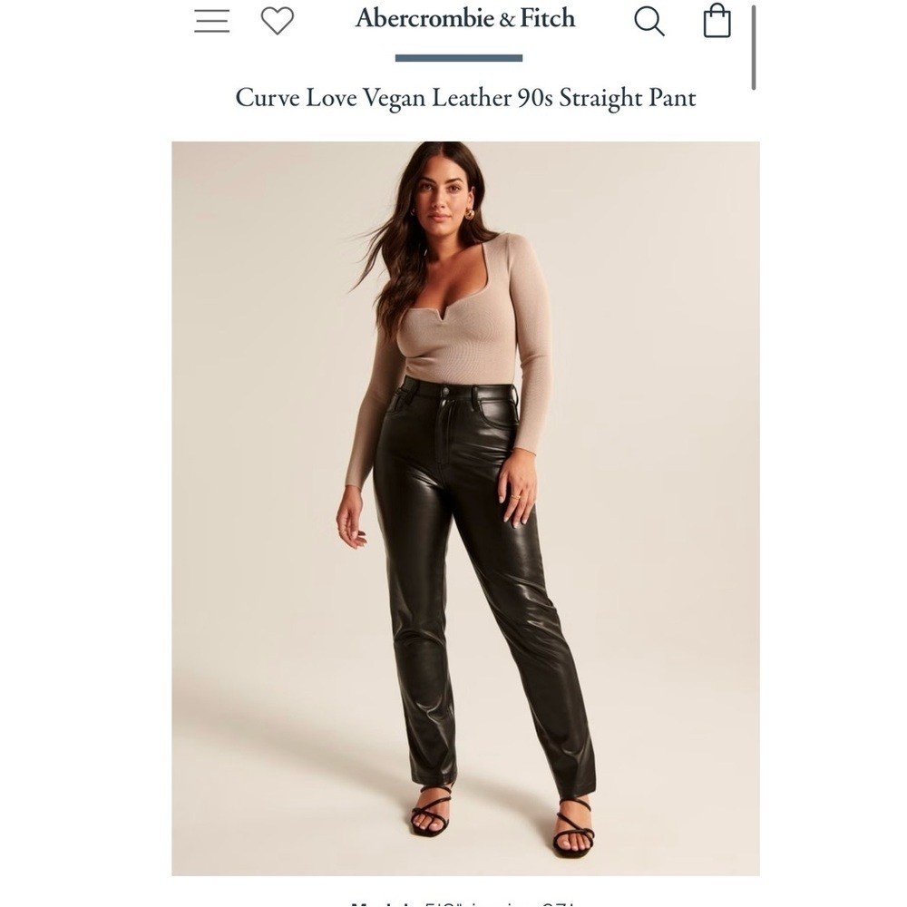 Abercrombie & Fitch Black Vegan Leather Straight Leg Pants